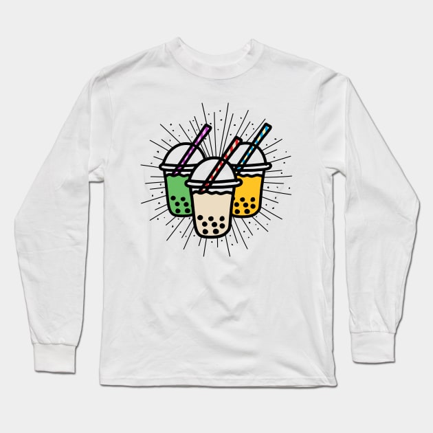 Bubble Tea Trio Long Sleeve T-Shirt by deanbeckton